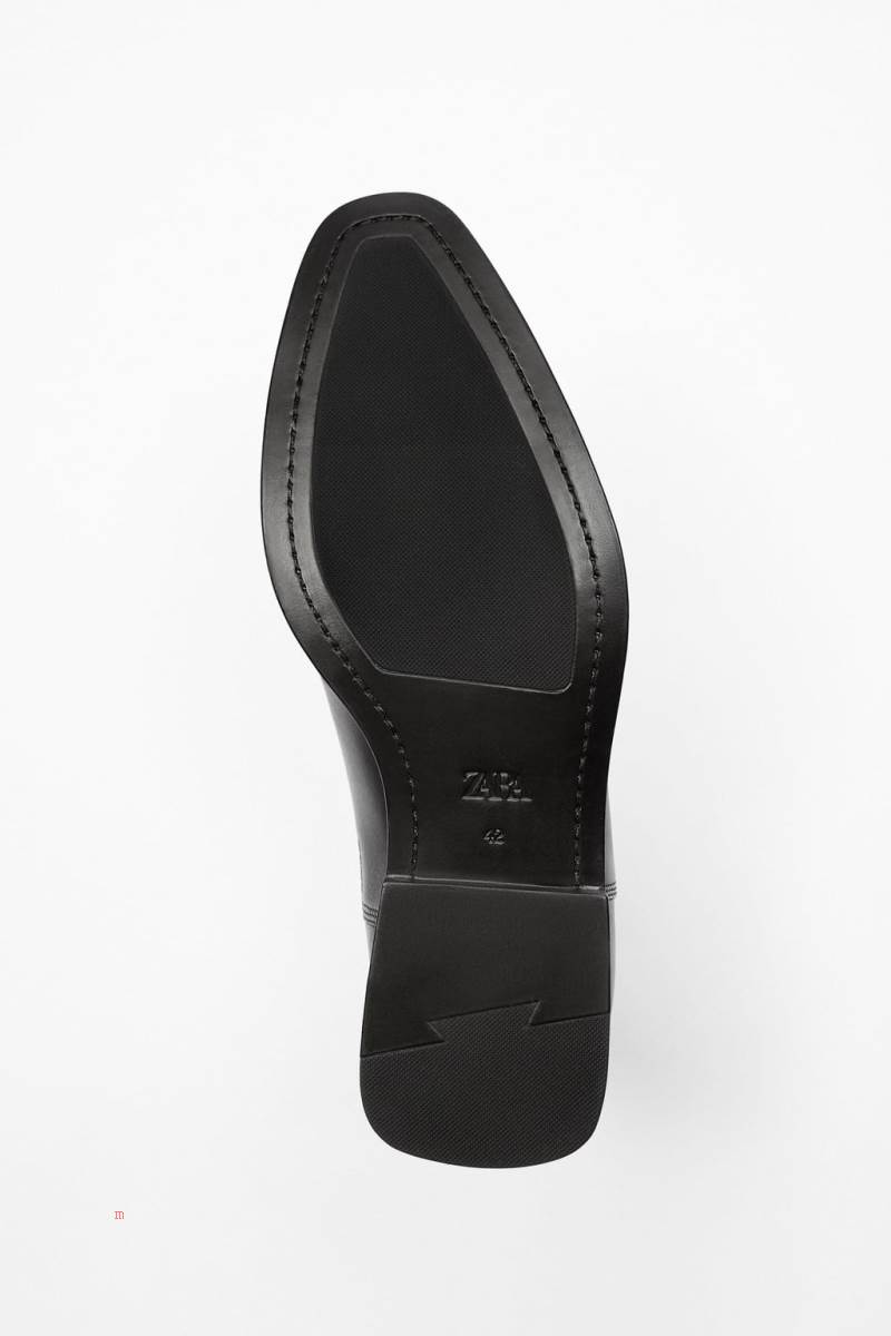 ZARA LEATHER Ankelboots Herr Svarta | SOKAT-2395