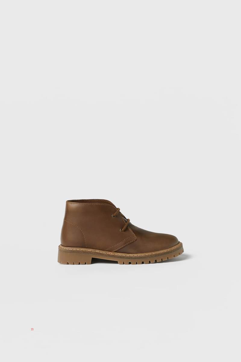 ZARA LEATHER Ankelboots Pojke Bruna | YIJGK-9608
