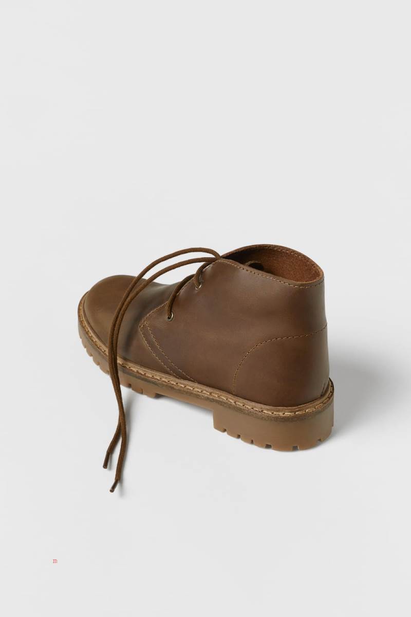 ZARA LEATHER Ankelboots Pojke Bruna | YIJGK-9608