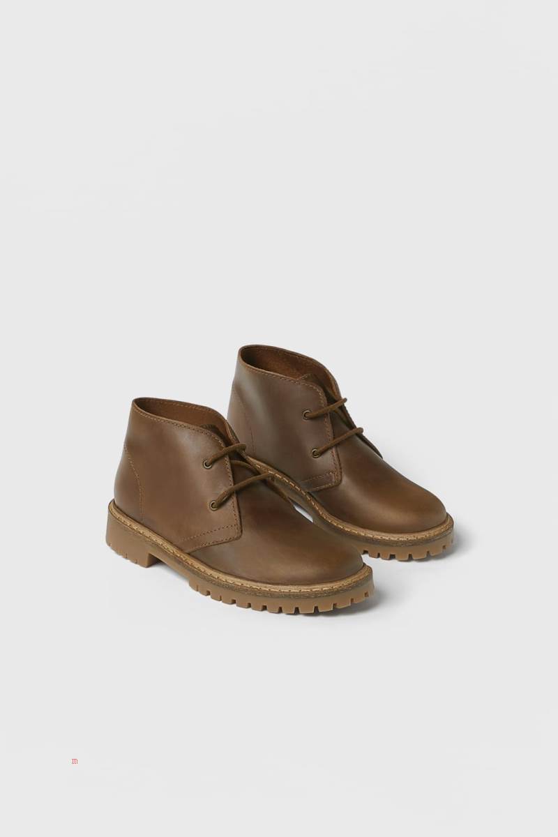 ZARA LEATHER Ankelboots Pojke Bruna | YIJGK-9608