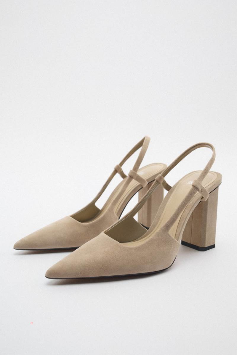ZARA LEATHER BLOCK-HEEL Högklackade Skor Dam Bruna | SKVIX-4752