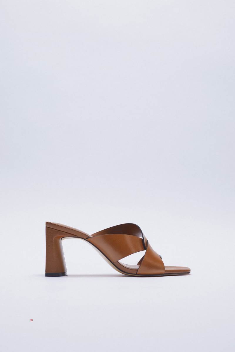 ZARA LEATHER BLOCK HEEL Sandaler Dam Bruna | RAJEW-1302