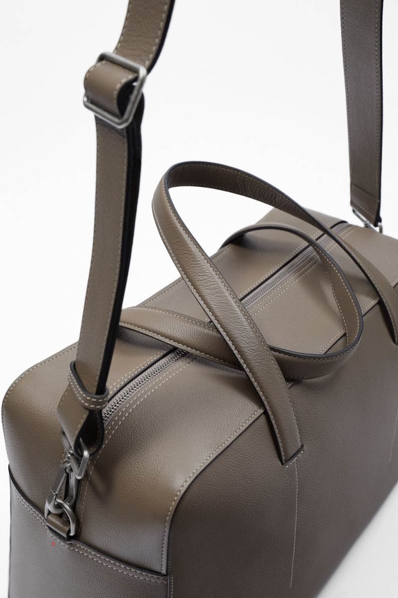 ZARA LEATHER BOWLING BAG Handväska Herr Grå | OVKHC-9165