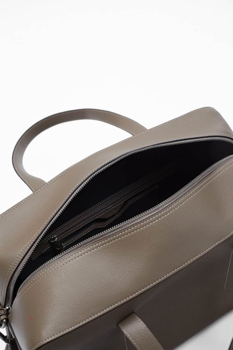ZARA LEATHER BOWLING BAG Handväska Herr Grå | OVKHC-9165