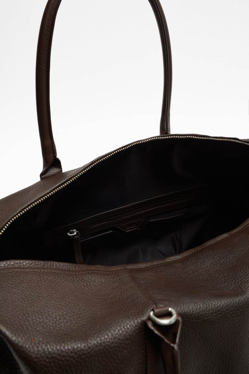 ZARA LEATHER BOWLING BAG Handväska Herr Bruna | WXBJM-5023