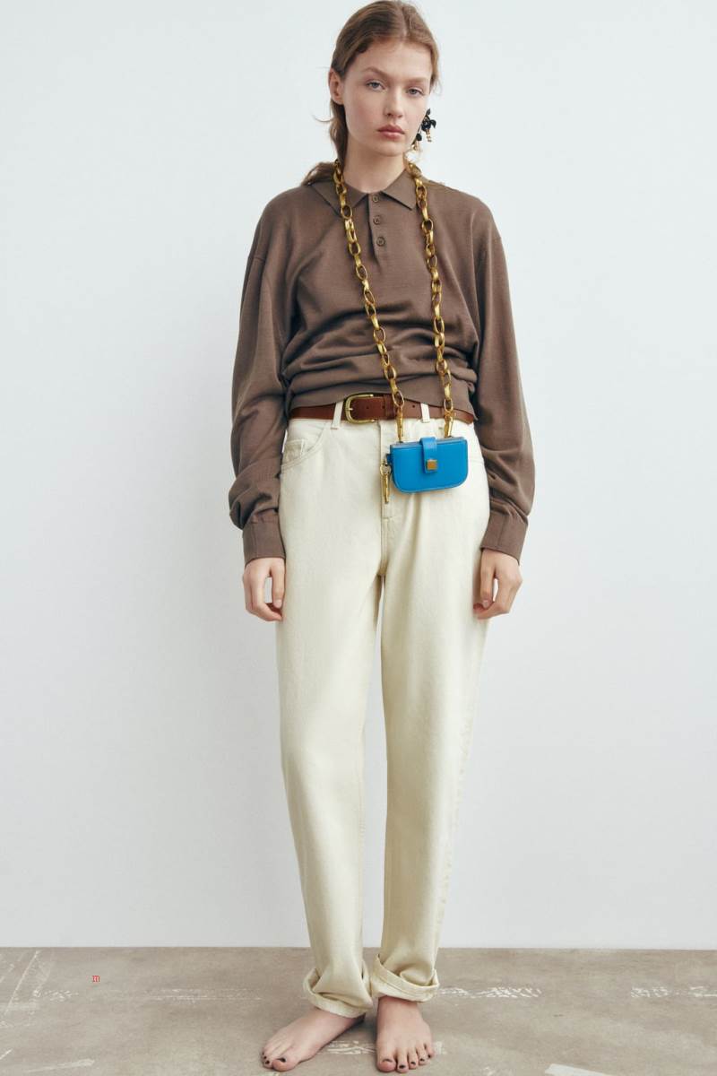 ZARA LEATHER CARD HOLDER Läderväska Dam Blå | MCUAH-5816