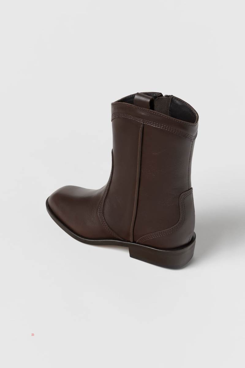 ZARA LEATHER COWBOY Ankelboots Tjej Choklad Bruna | MVSJA-3542
