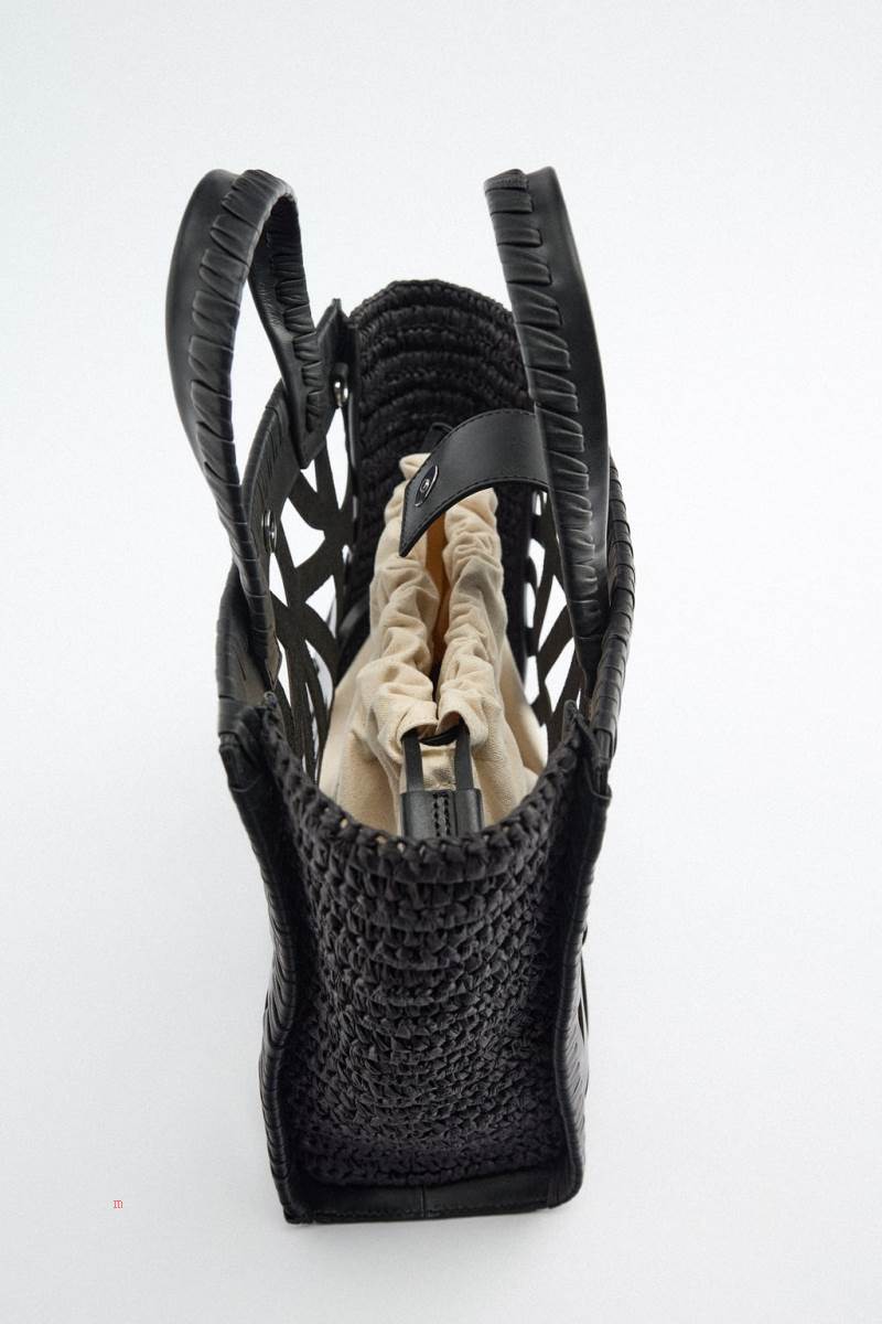 ZARA LEATHER CUT OUT Toteväska Dam Svarta | KIMHN-5294