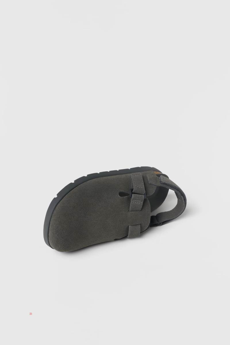ZARA LEATHER Clogs Tjej Grå | DFXTR-2103
