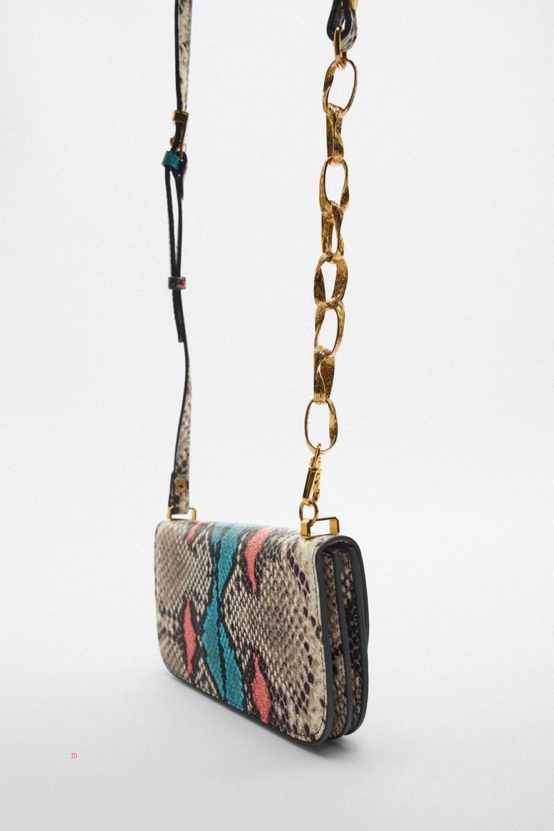 ZARA LEATHER Crossbody Väska Dam Olika Färger Röda | UQNHI-4627