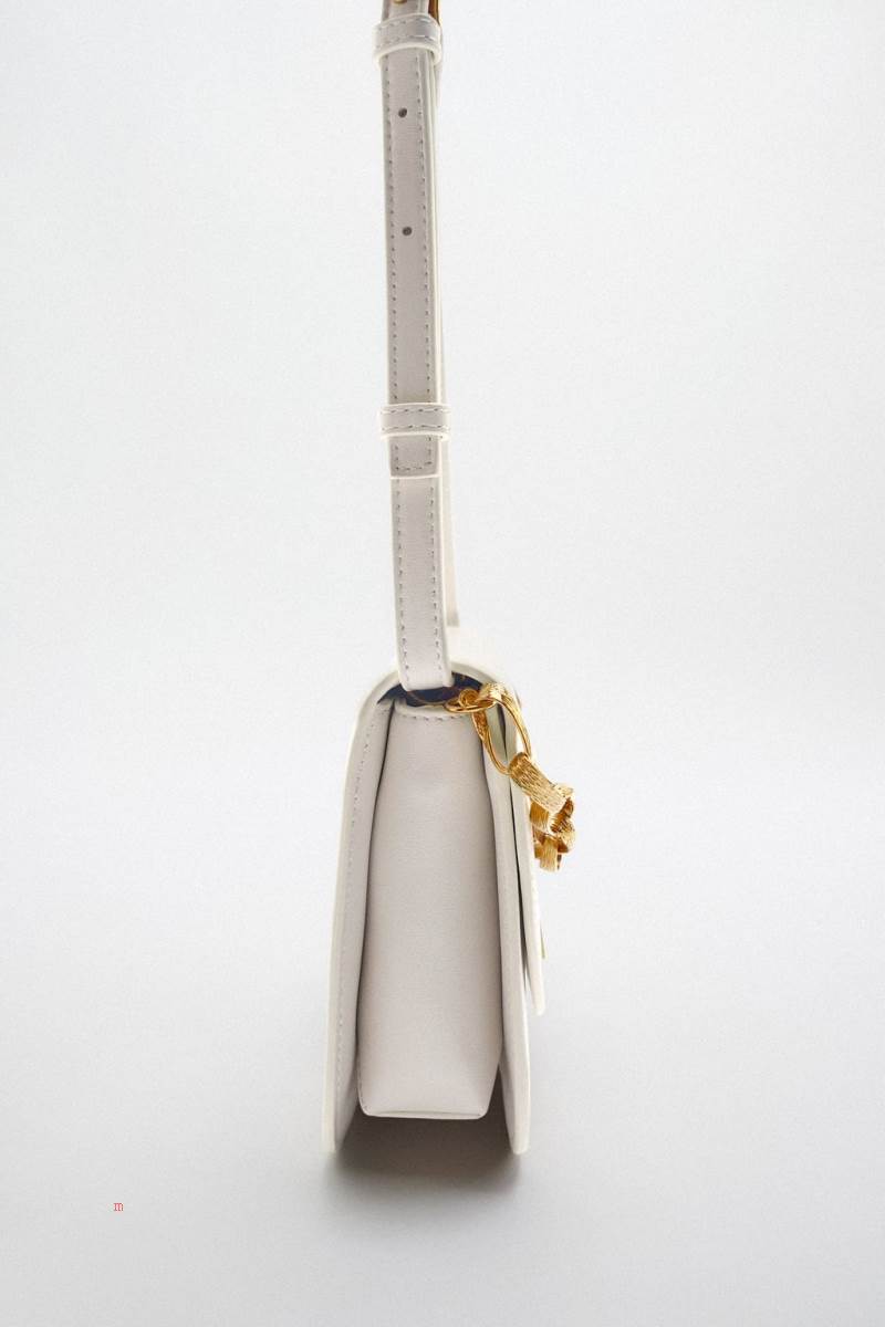 ZARA LEATHER Crossbody Väska Dam Vita | PHEXR-0763