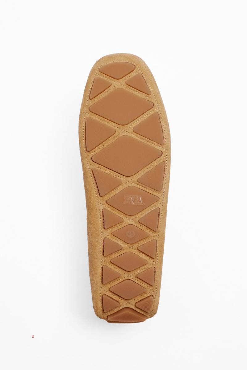 ZARA LEATHER DRIVING Loafers Herr Beige | HGNVT-1820