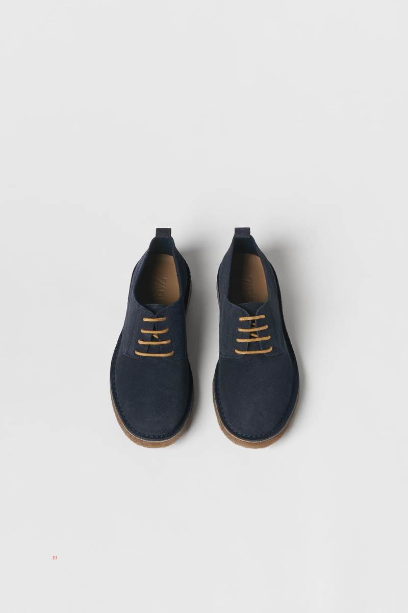 ZARA LEATHER Derbyskor Pojke Marinblå Blå | FTVDC-0215