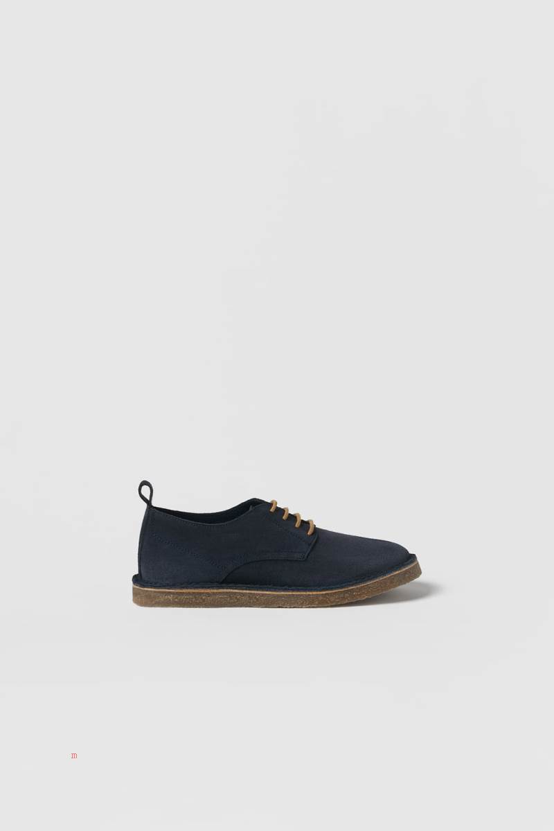 ZARA LEATHER Derbyskor Pojke Marinblå Blå | FTVDC-0215
