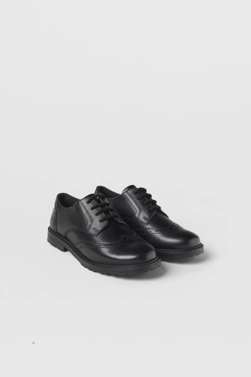 ZARA LEATHER Derbyskor Pojke Svarta | WABJC-2406
