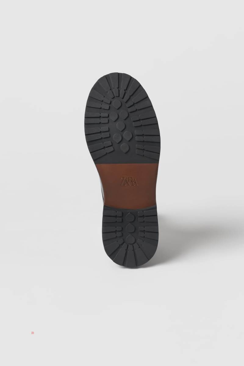 ZARA LEATHER Derbyskor Pojke Svarta | WABJC-2406