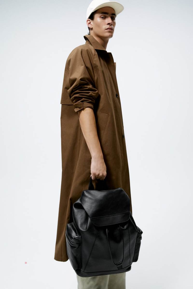 ZARA LEATHER EXPLORER Ryggsäck Herr Svarta | YKLUB-4680