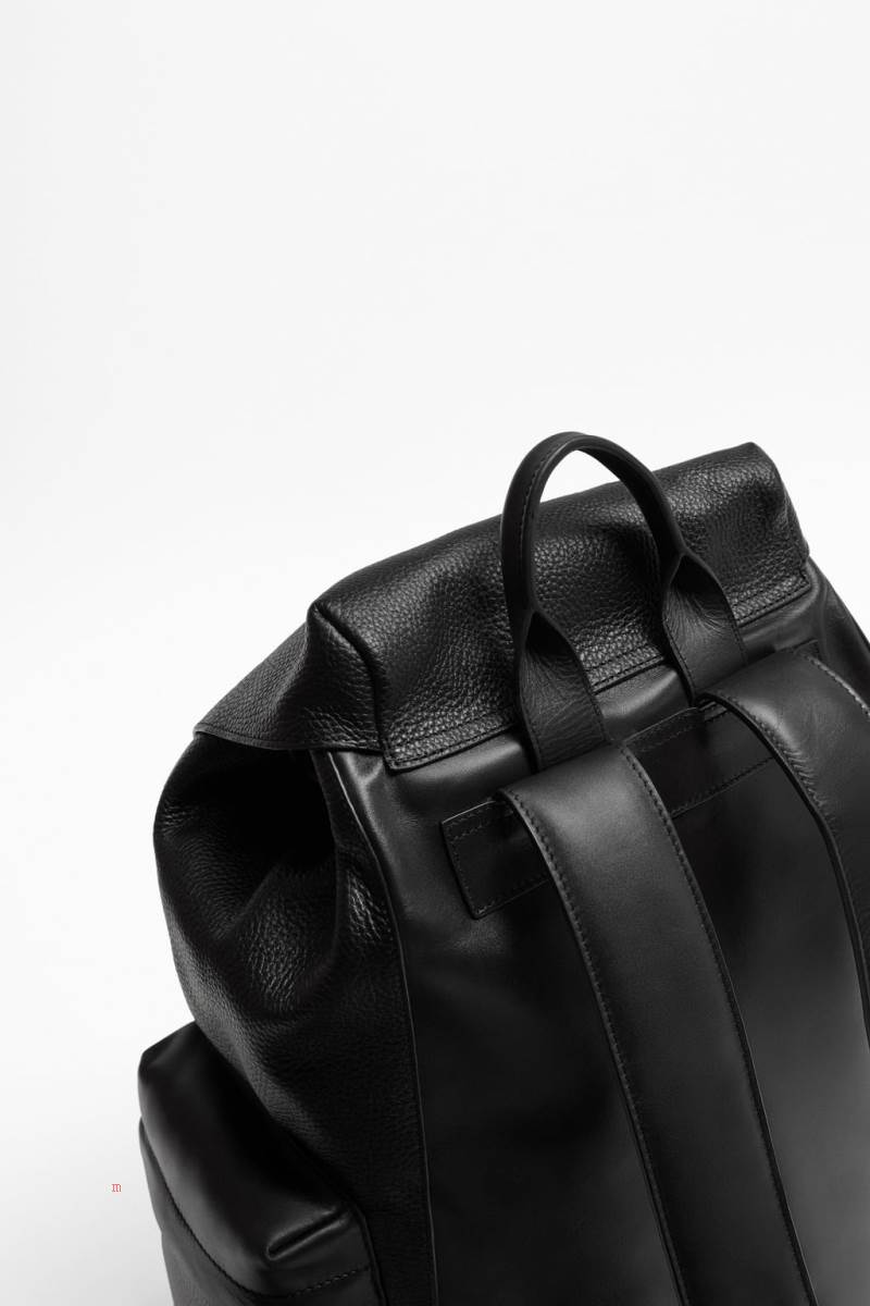 ZARA LEATHER EXPLORER Ryggsäck Herr Svarta | YKLUB-4680