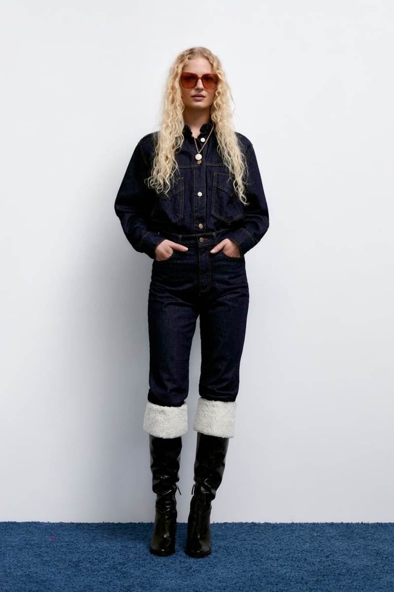 ZARA LEATHER HIGH-HEEL OVER-THE-KNEE BOOT WITH FAUX SHEARLING INTERIOR Höga Stövlar Dam Svarta | EGSBI-0831