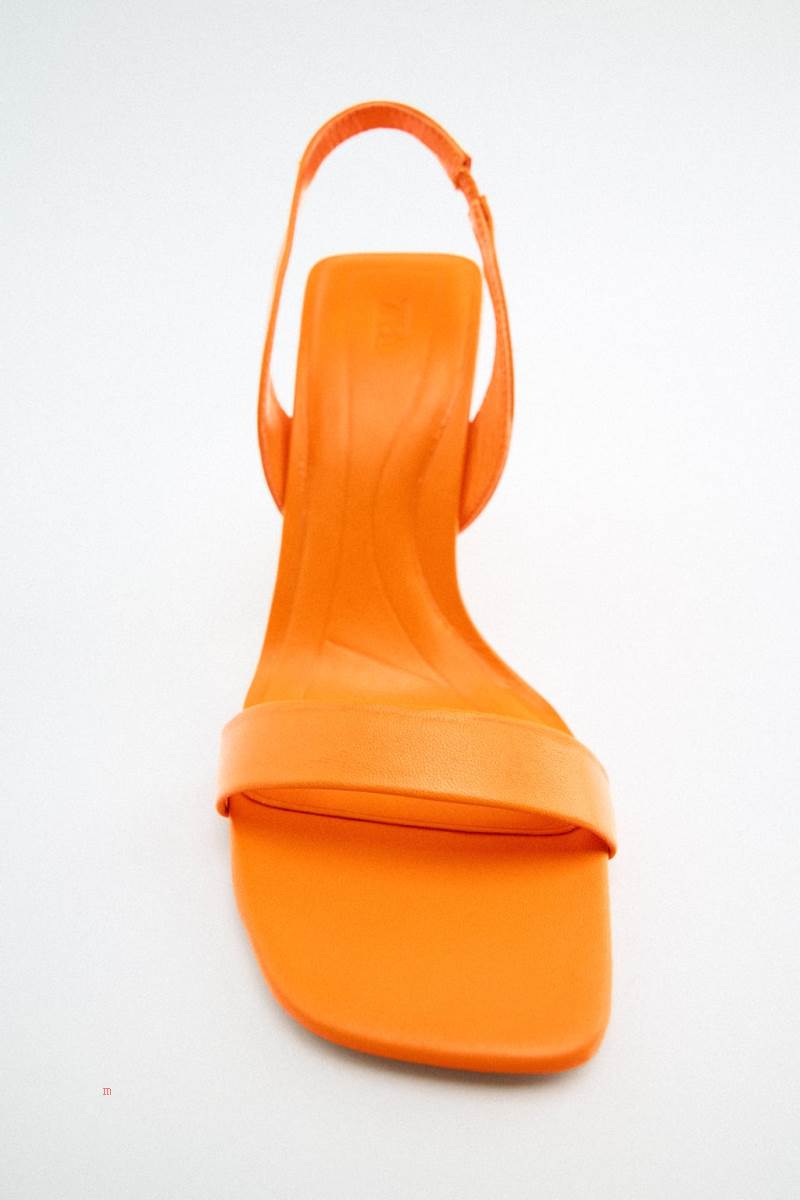 ZARA LEATHER HIGH-HEEL SLINGBACK Sandaler Dam Orange | CDTZF-5398