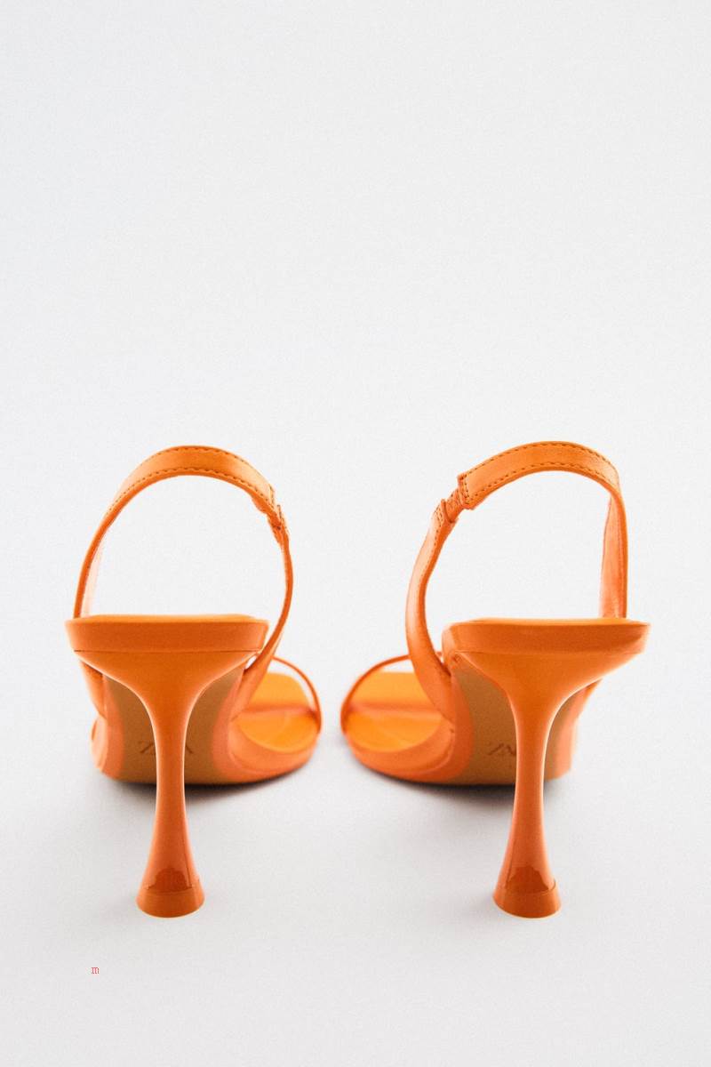 ZARA LEATHER HIGH-HEEL SLINGBACK Sandaler Dam Orange | CDTZF-5398