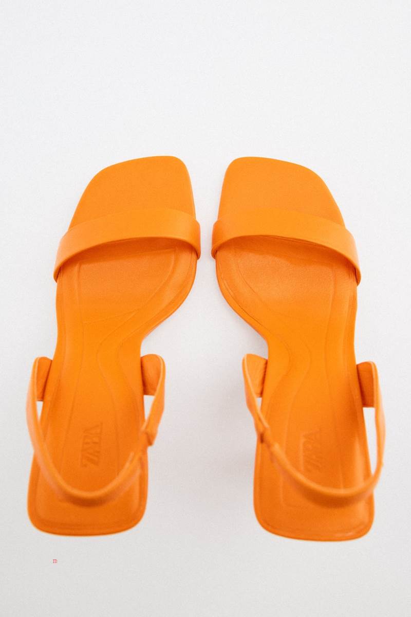 ZARA LEATHER HIGH-HEEL SLINGBACK Sandaler Dam Orange | CDTZF-5398