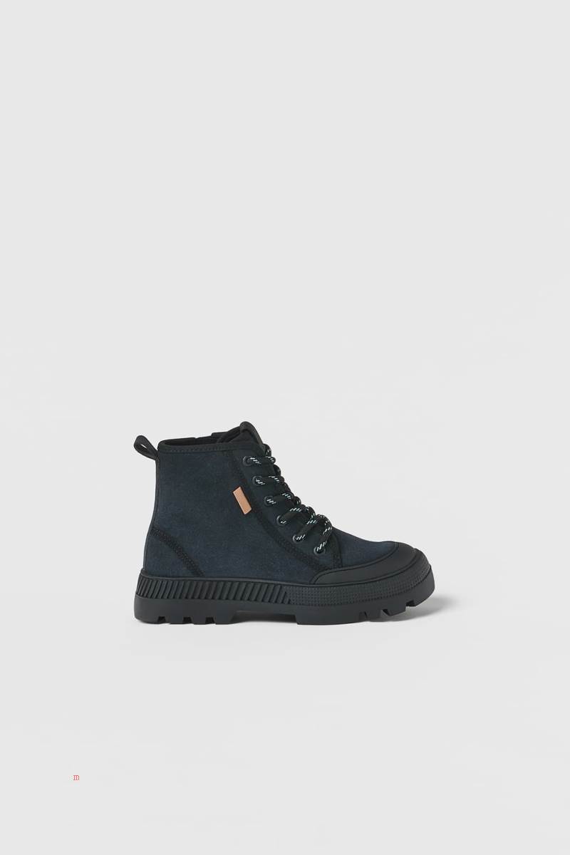 ZARA LEATHER HIGH-TOP Sneakers Pojke Grå | FLUYR-6590