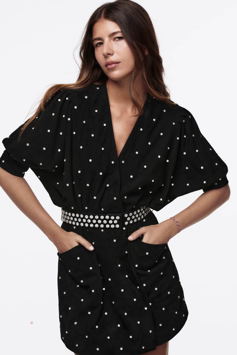 ZARA LEATHER Klänning Dam Svarta | KUYNB-2539