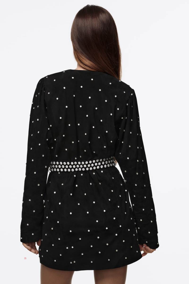ZARA LEATHER Klänning Dam Svarta | KUYNB-2539
