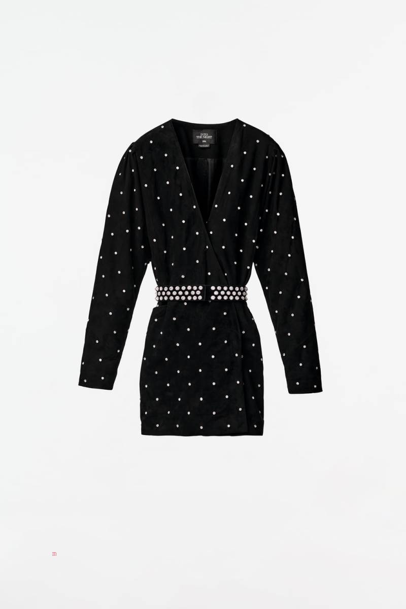ZARA LEATHER Klänning Dam Svarta | KUYNB-2539