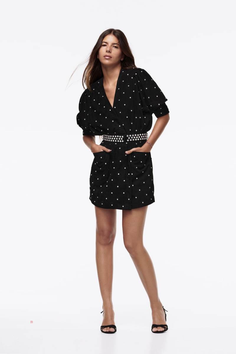 ZARA LEATHER Klänning Dam Svarta | KUYNB-2539