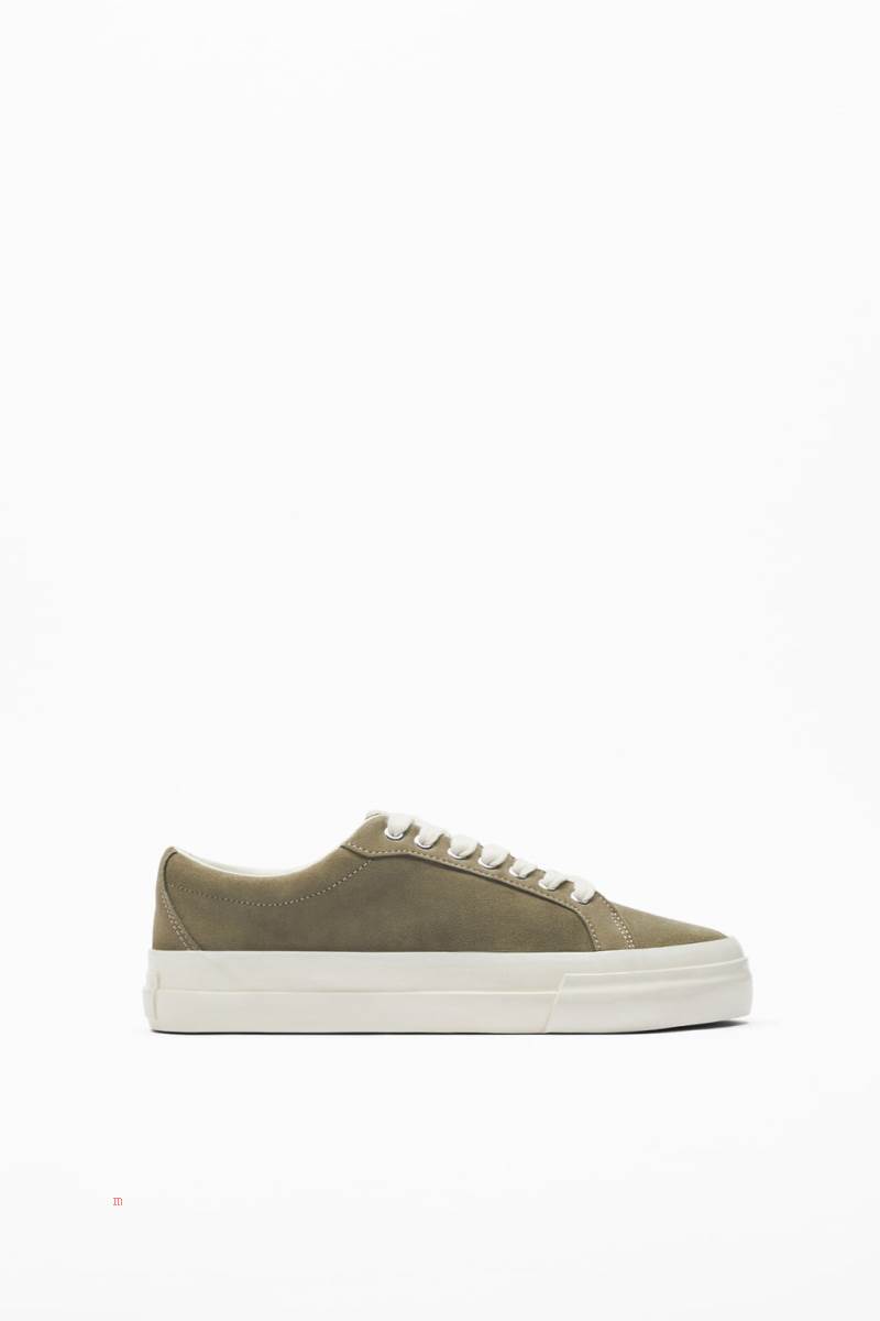 ZARA LEATHER LACE-UP Sneakers Herr Gröna | BRTNY-8794