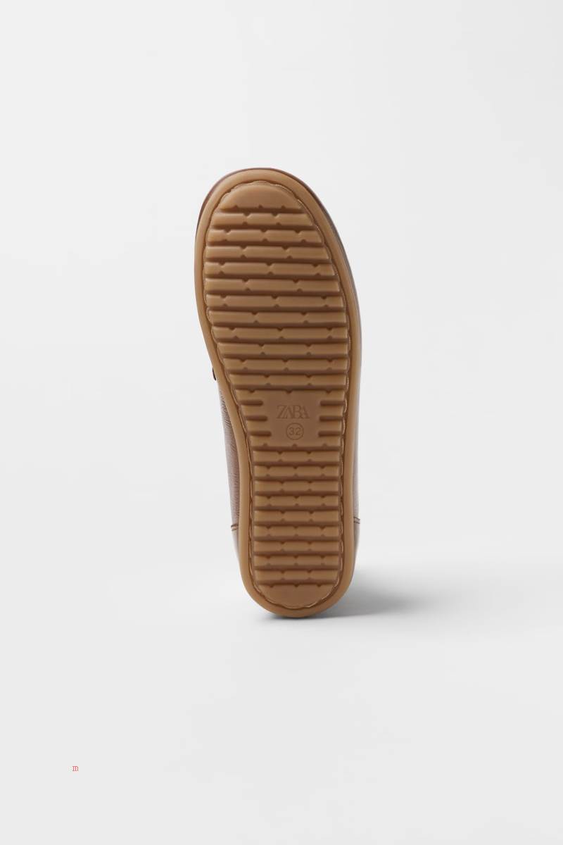 ZARA LEATHER Loafers Pojke Bruna | NUBXV-2495