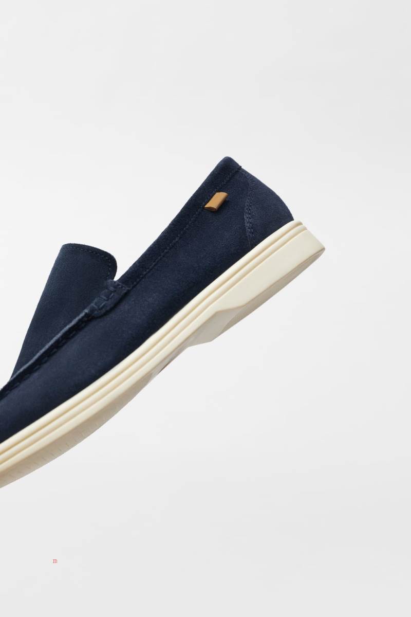ZARA LEATHER Loafers Pojke Marinblå Blå | PMSGV-4586