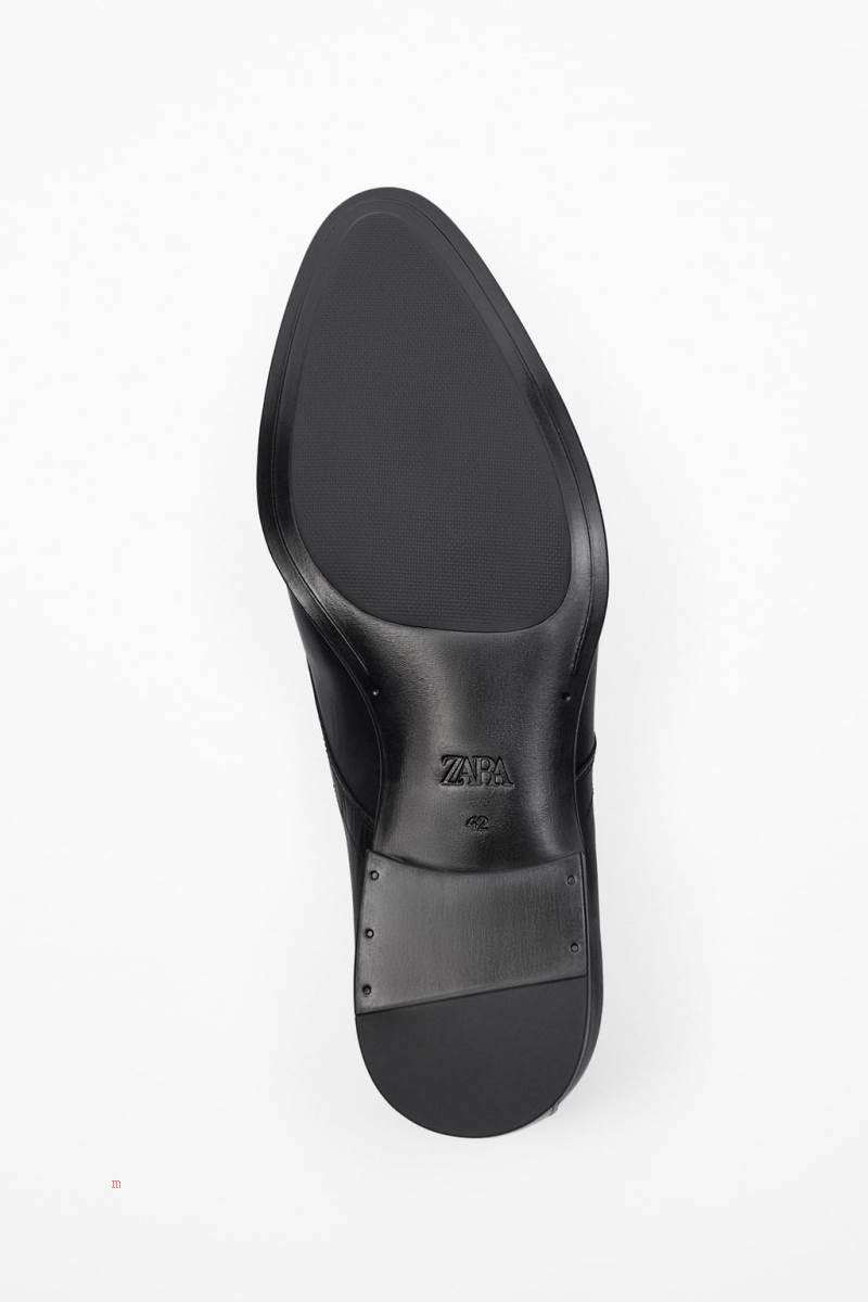 ZARA LEATHER Läderskor Herr Svarta | AJOMV-7450