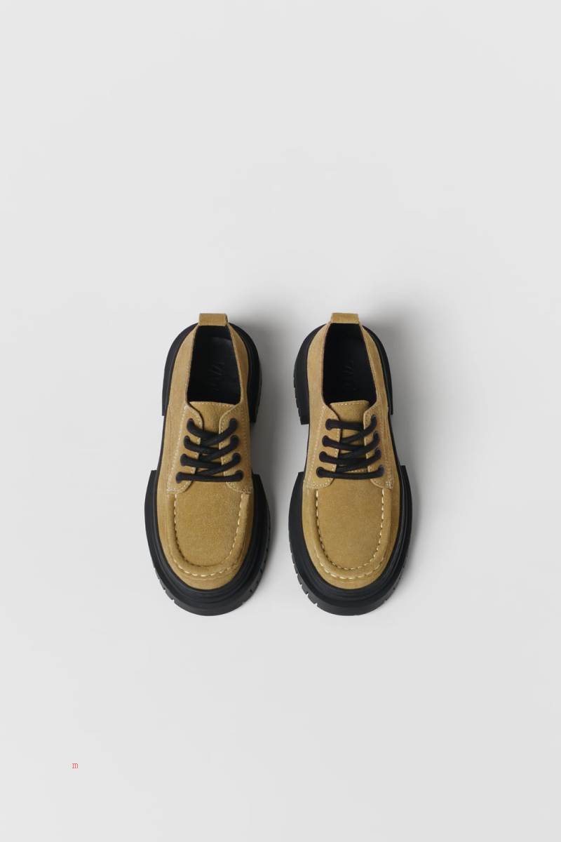 ZARA LEATHER Läderskor Pojke Bruna | JCIFH-6857