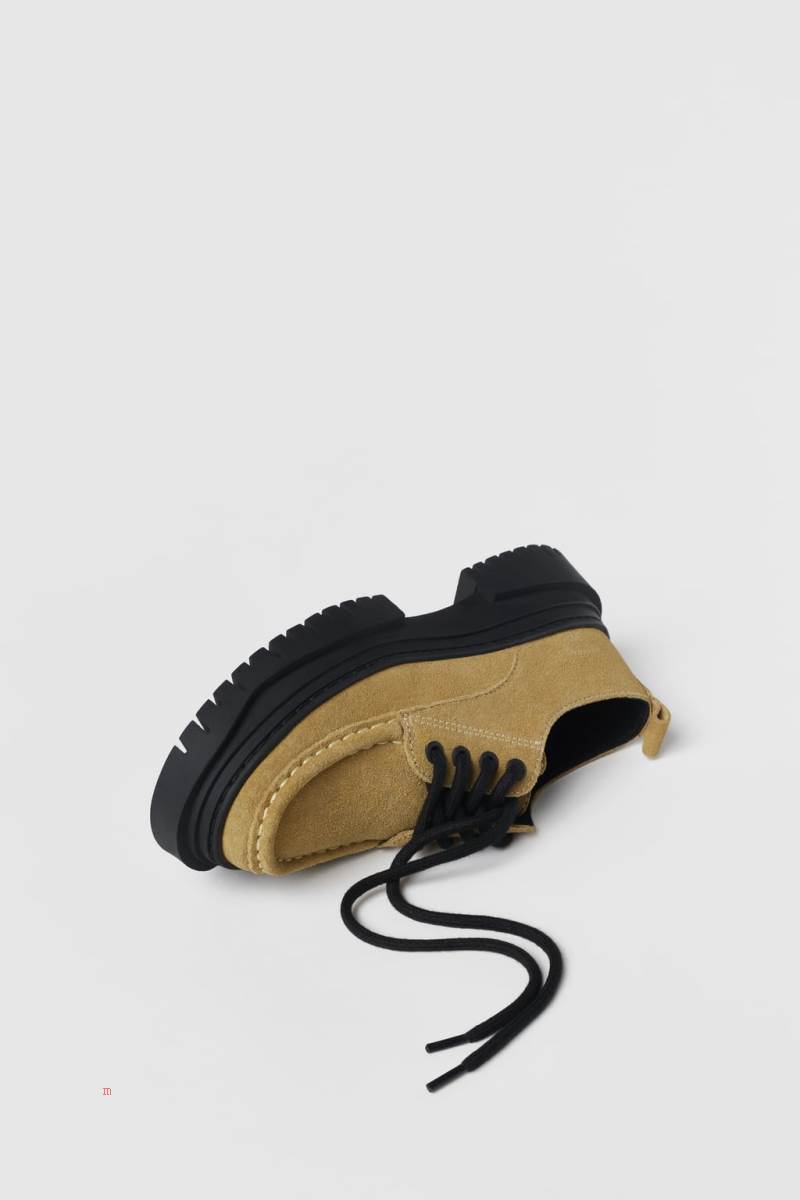 ZARA LEATHER Läderskor Pojke Bruna | JCIFH-6857