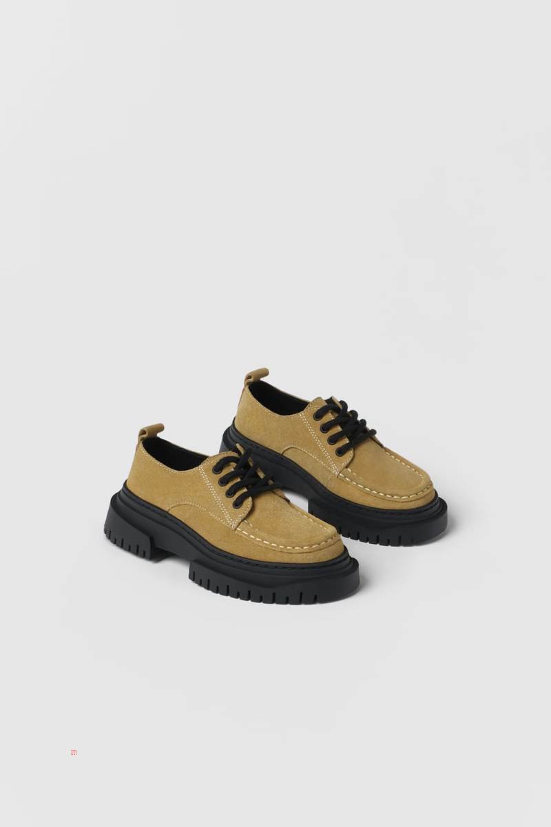 ZARA LEATHER Läderskor Pojke Bruna | JCIFH-6857