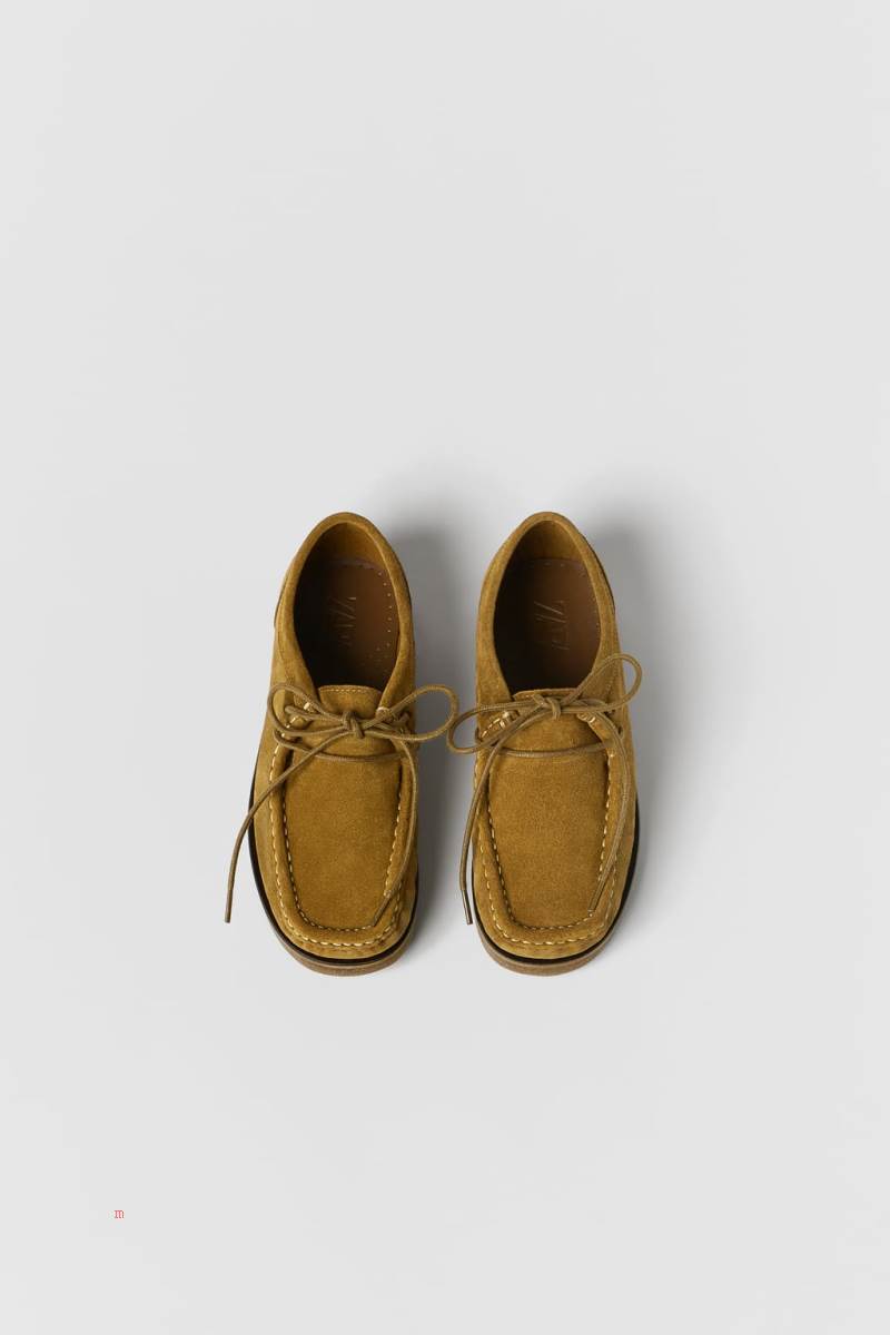 ZARA LEATHER Läderskor Pojke Bruna | QGLEN-4129