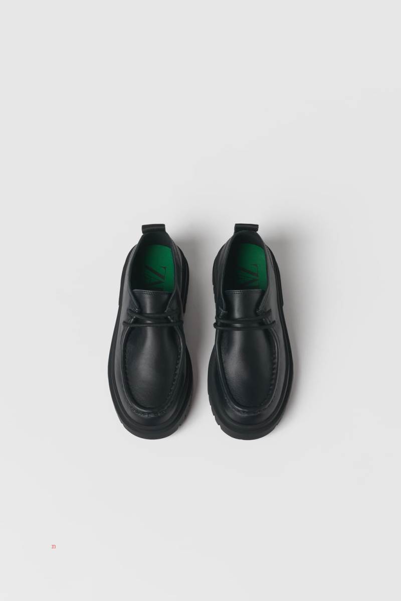 ZARA LEATHER Läderskor Tjej Svarta | FSBGQ-5680