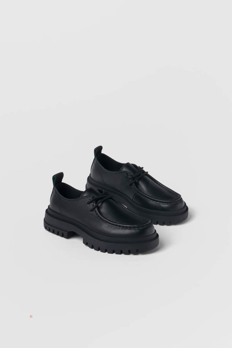 ZARA LEATHER Läderskor Tjej Svarta | FSBGQ-5680