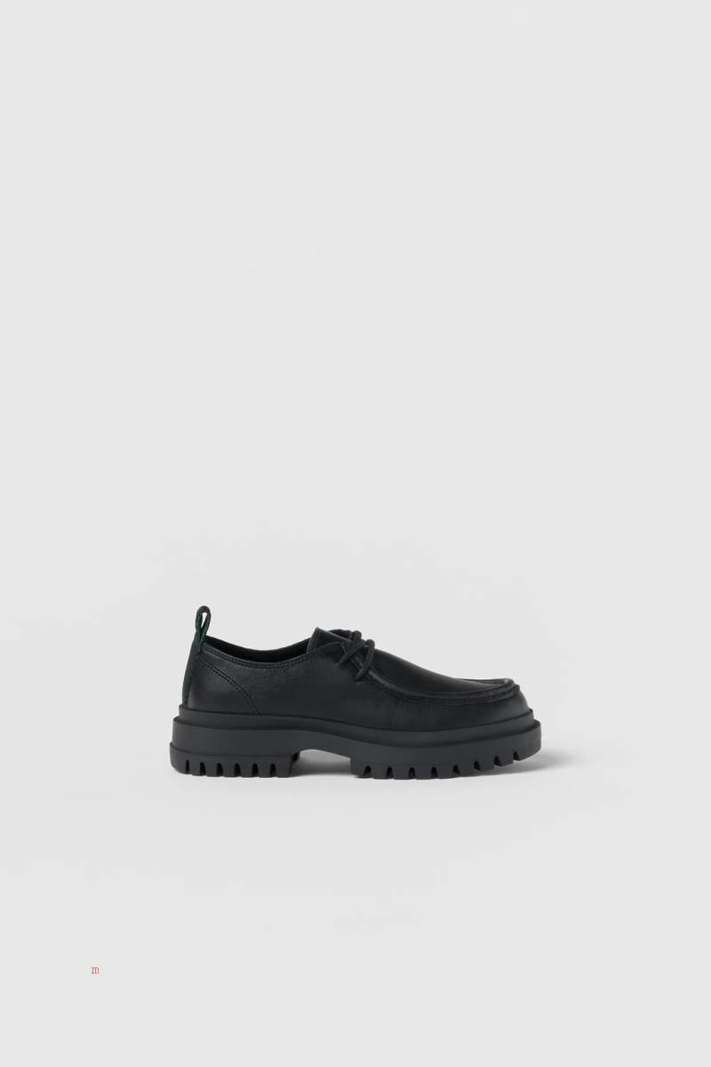 ZARA LEATHER Läderskor Tjej Svarta | FSBGQ-5680
