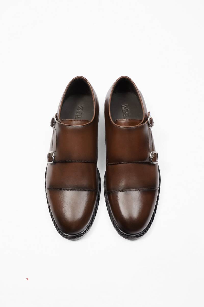 ZARA LEATHER MONK Finskor Herr Bruna | CHABG-5643