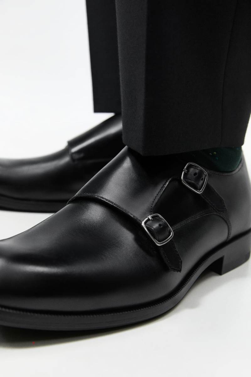 ZARA LEATHER MONK Finskor Herr Svarta | FURTC-9427