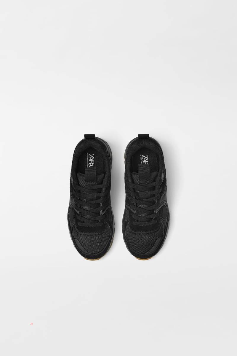 ZARA LEATHER PIECE Sneakers Tjej Svarta | NHUJK-6951