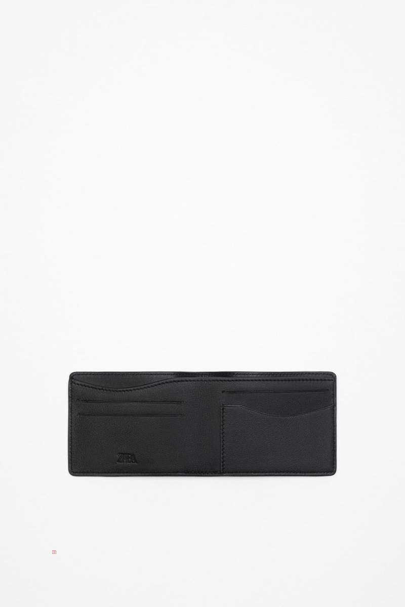 ZARA LEATHER Plånbok Herr Svarta | QLUKN-7028