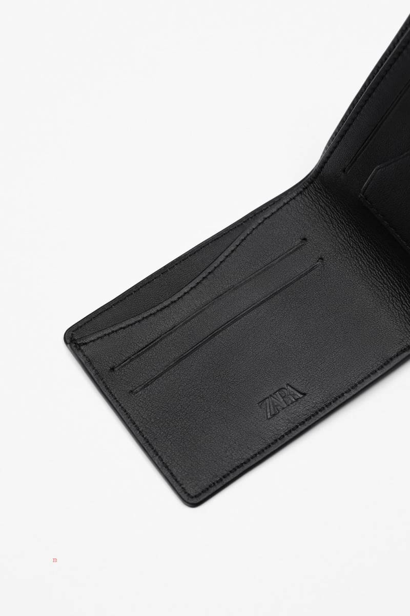 ZARA LEATHER Plånbok Herr Svarta | QLUKN-7028