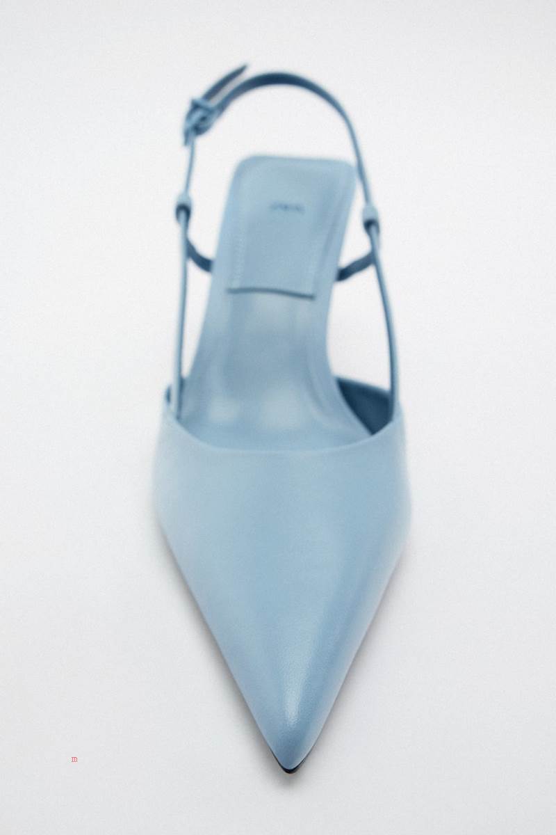 ZARA LEATHER SLINGBACK Högklackade Skor Dam Blå | VWSLN-9867