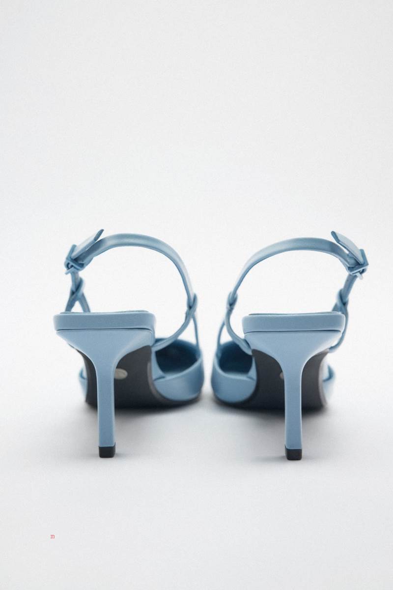 ZARA LEATHER SLINGBACK Högklackade Skor Dam Blå | VWSLN-9867