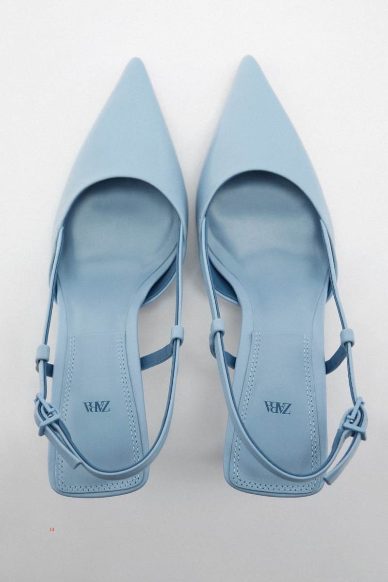 ZARA LEATHER SLINGBACK Högklackade Skor Dam Blå | VWSLN-9867